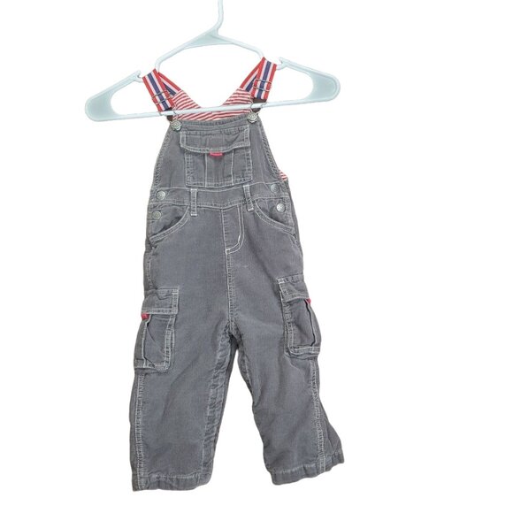 BABY BODEN Kids SZ 12-18 Months Overalls Corduroy Snap Buttons 100% Cotton Brown - Picture 1 of 11